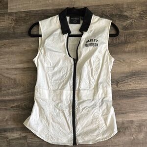 Harley-Davidson White and Black Sleeveless Top